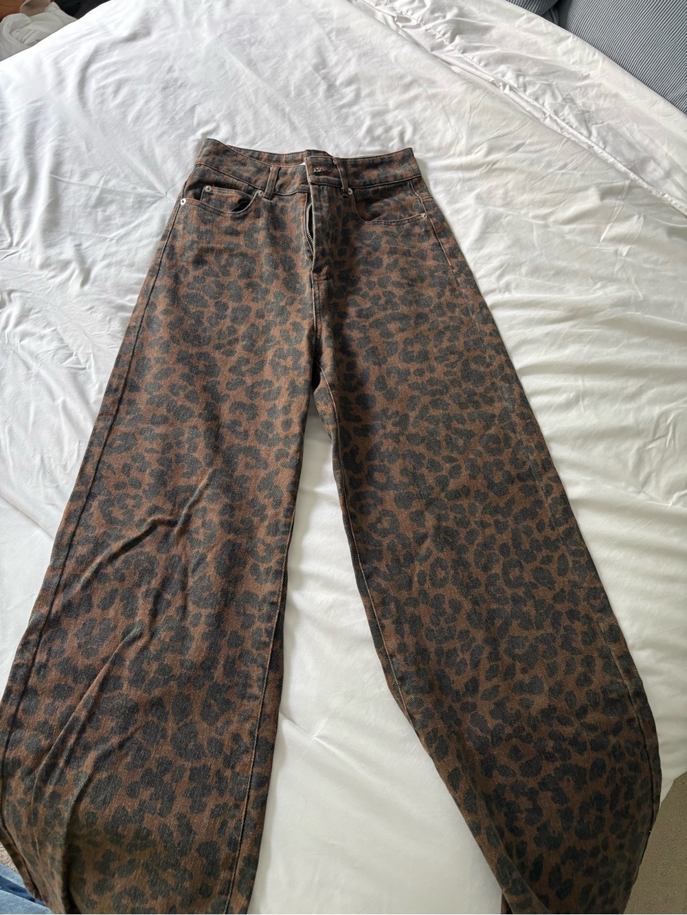 12th Tribe Brown and Black Leopard Wide-Leg Jeans